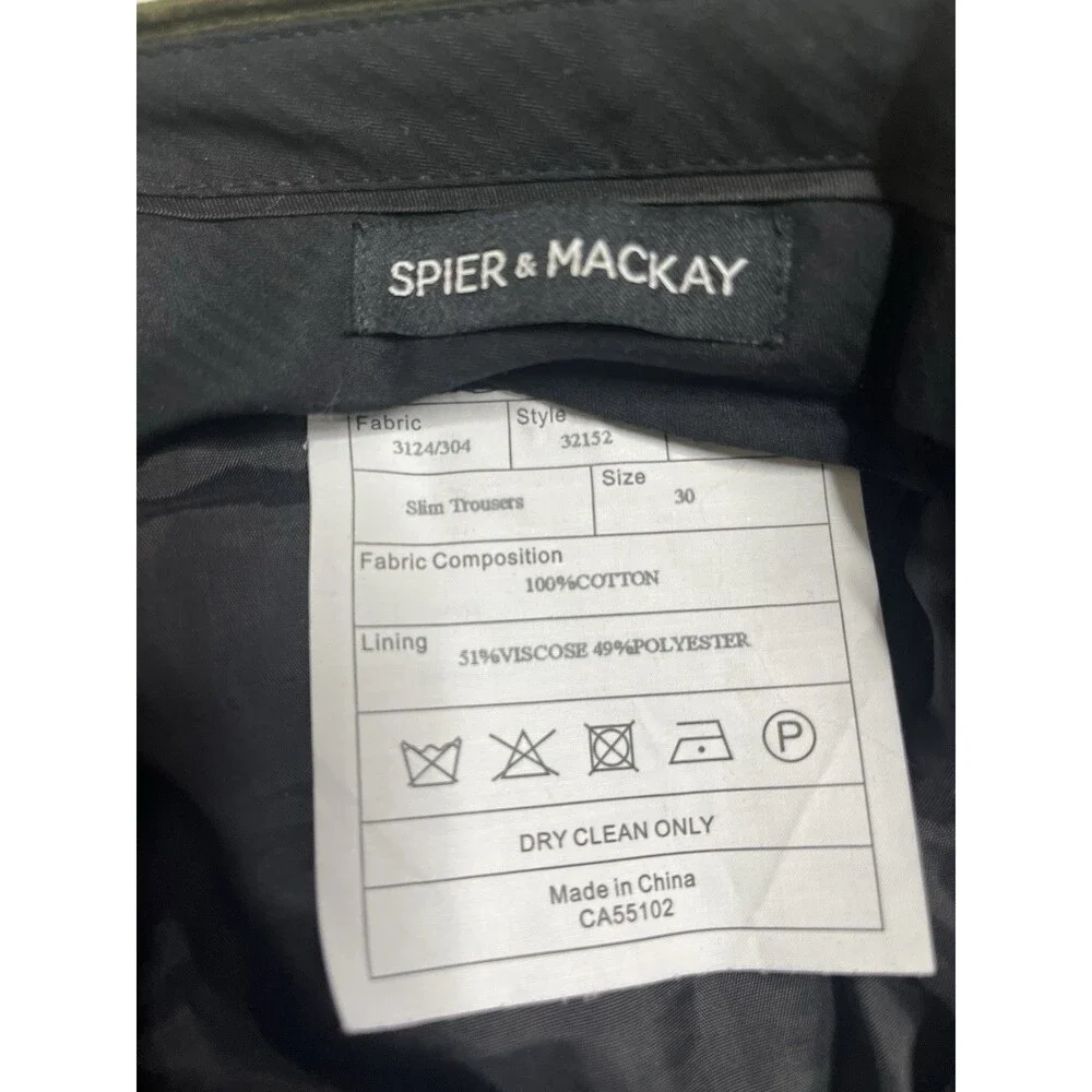 NWOT Spier & Mackay Slim Trousers 30 Olive Green Corduroy Flat Front Men 30x27 - Picture 6 of 9